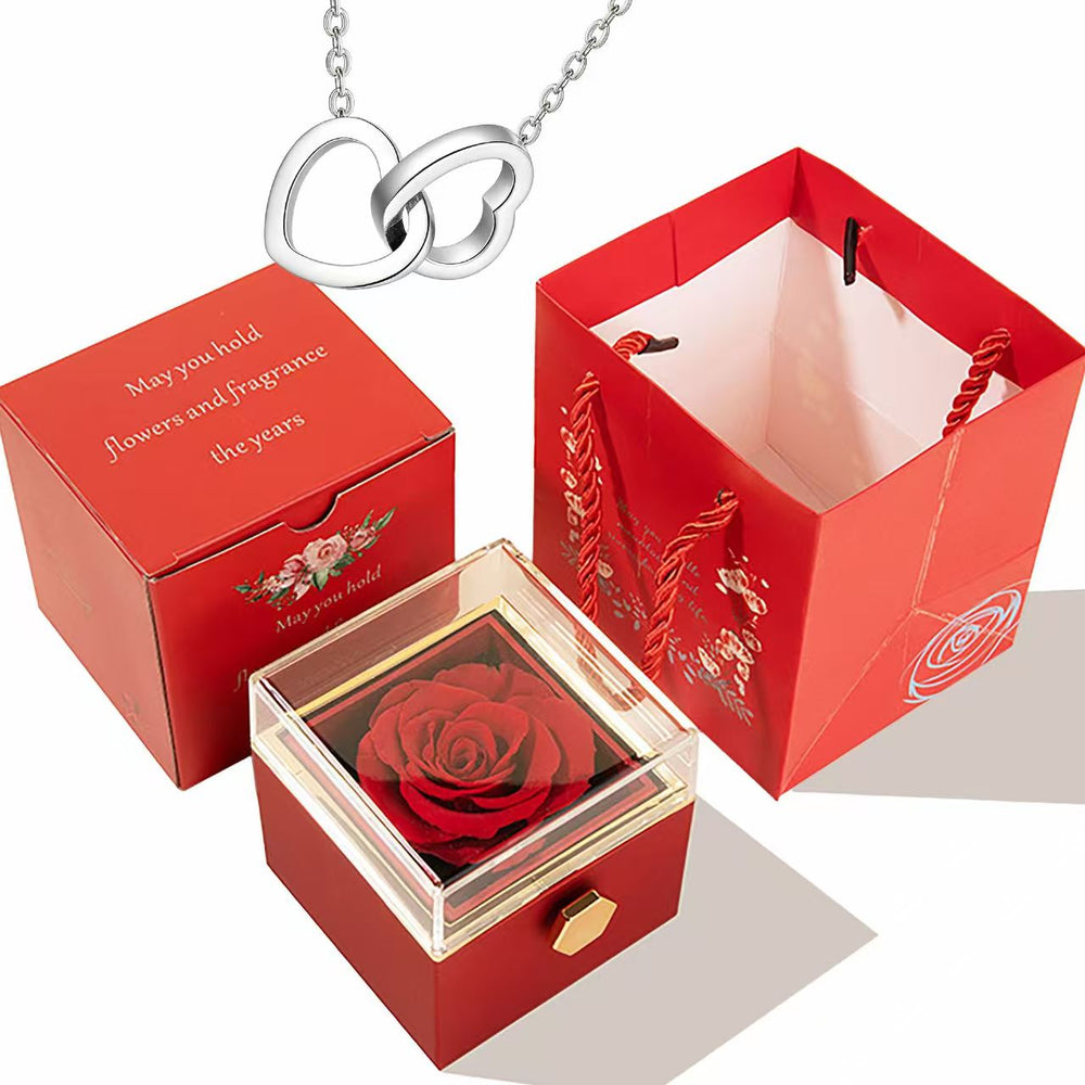 Preserved Eternal Rose Necklace Gift Set