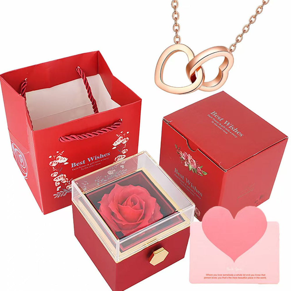 Preserved Eternal Rose Necklace Gift Set