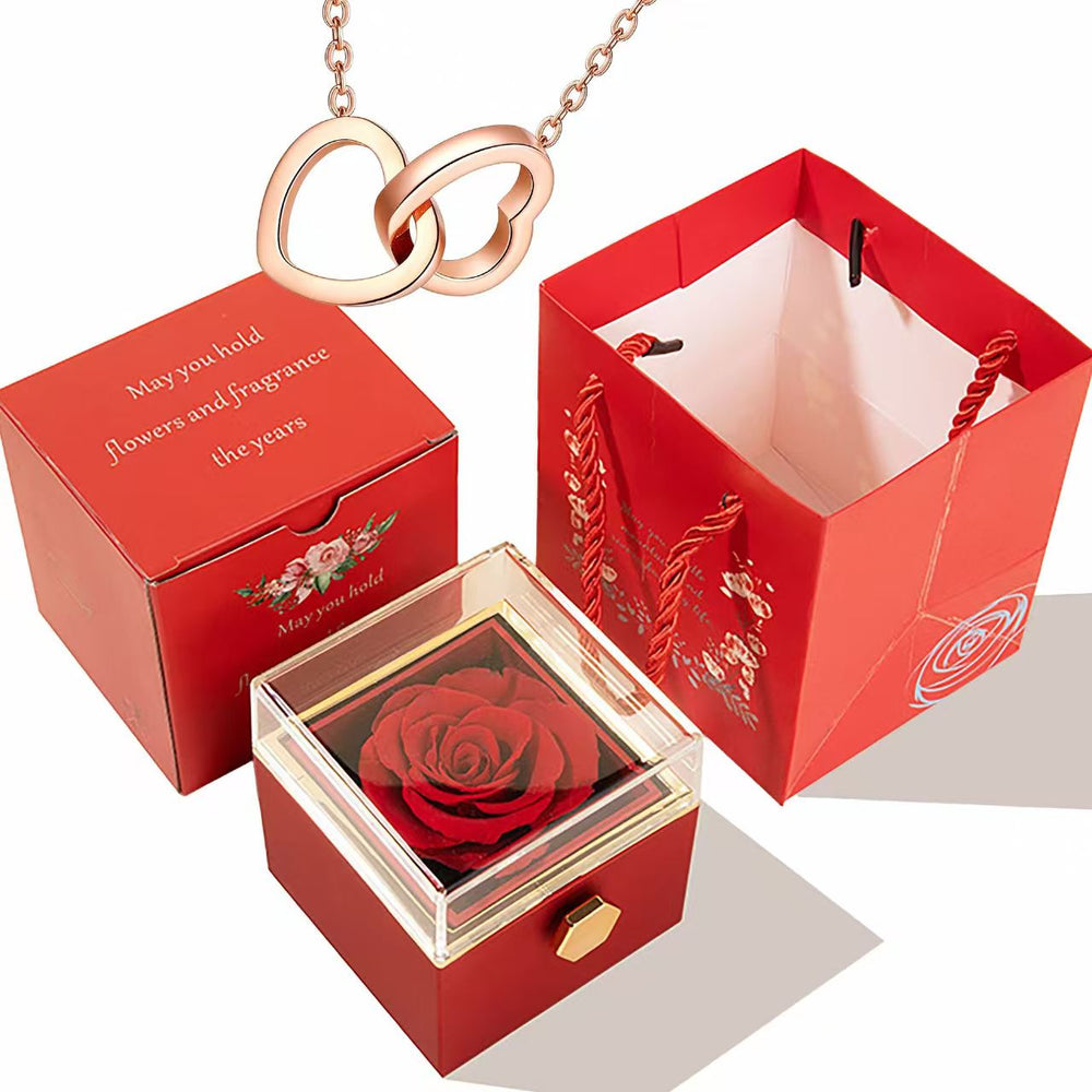 Preserved Eternal Rose Necklace Gift Set