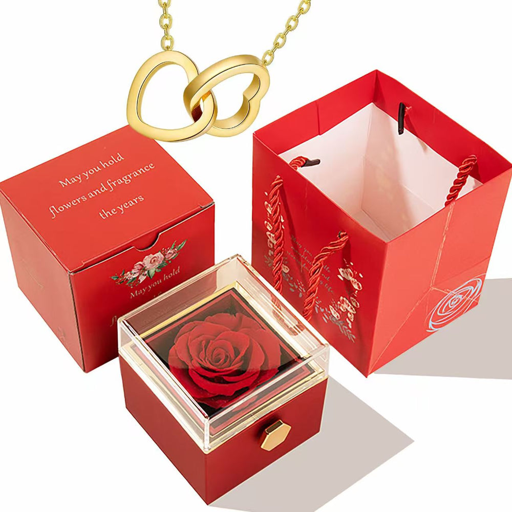 Preserved Eternal Rose Necklace Gift Set
